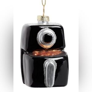 Rare Glittery Air fryer blown glass Christmas tree ornament